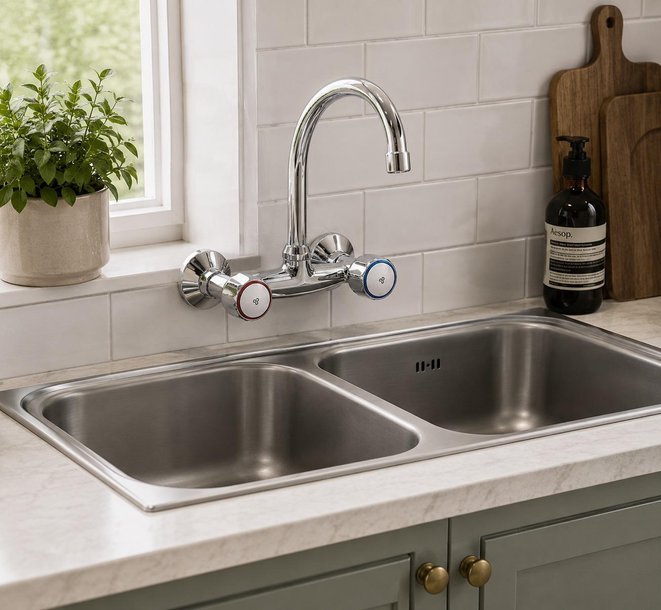 Wall Mounted Kitchen Mixer — Chrome