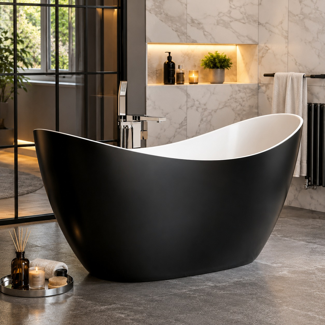 Freestanding Bathtub — Black & White — view 2