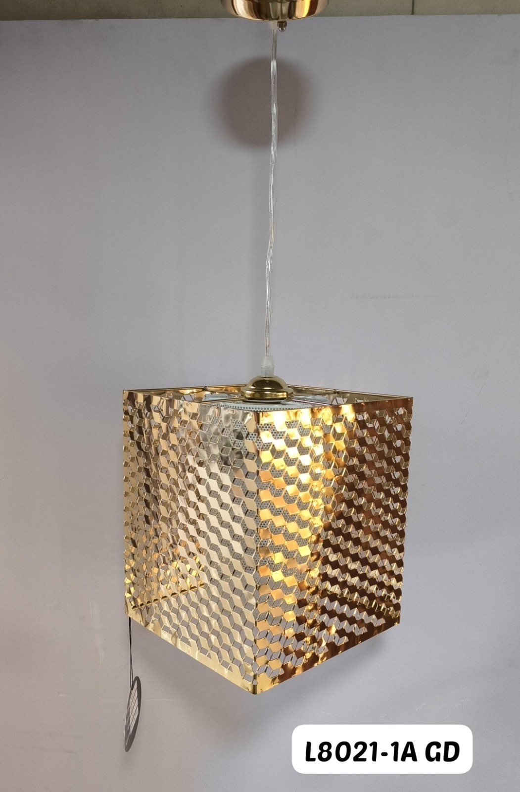 Crystal Cube Pendant — Gold