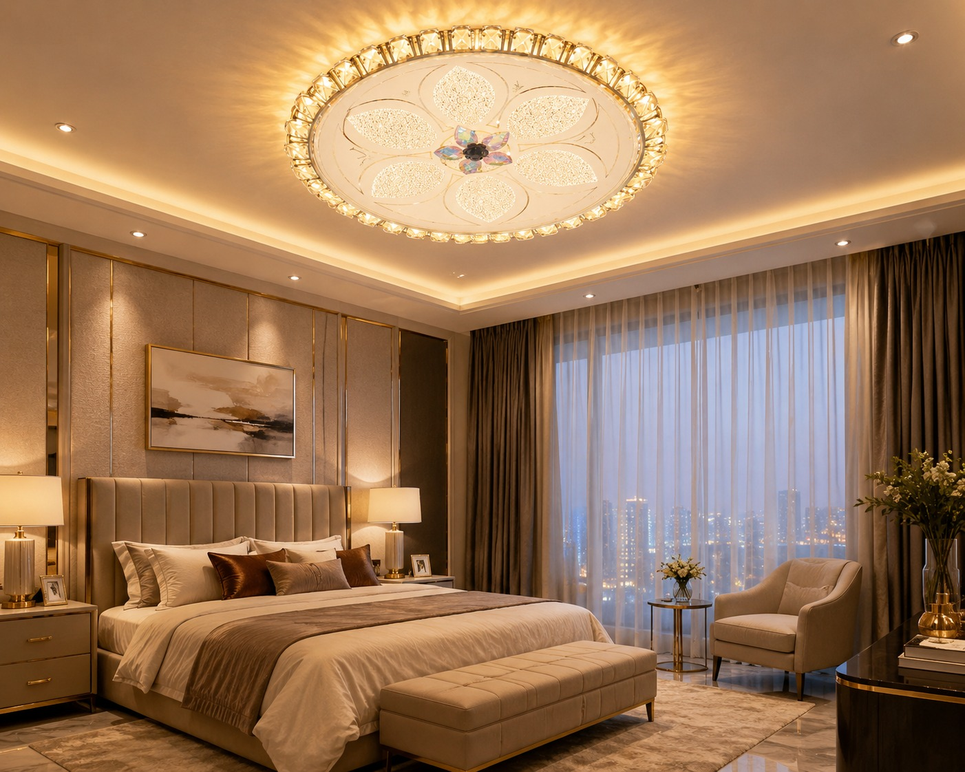 Floral Crystal LED Ceiling Light