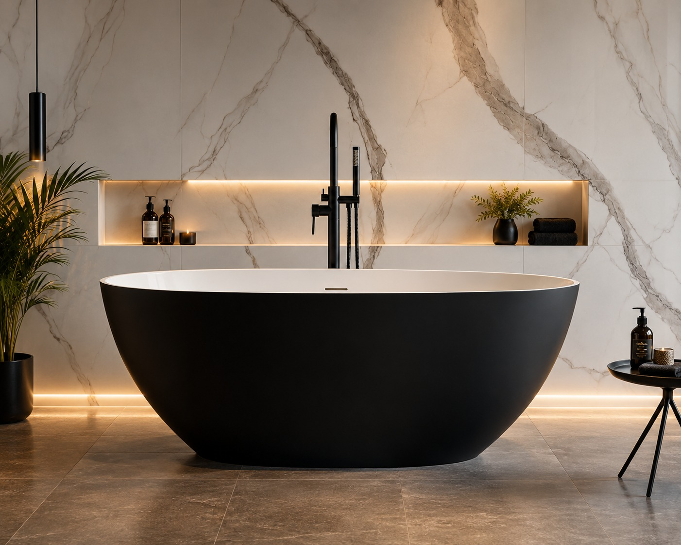 Freestanding Bathtub — Black & White